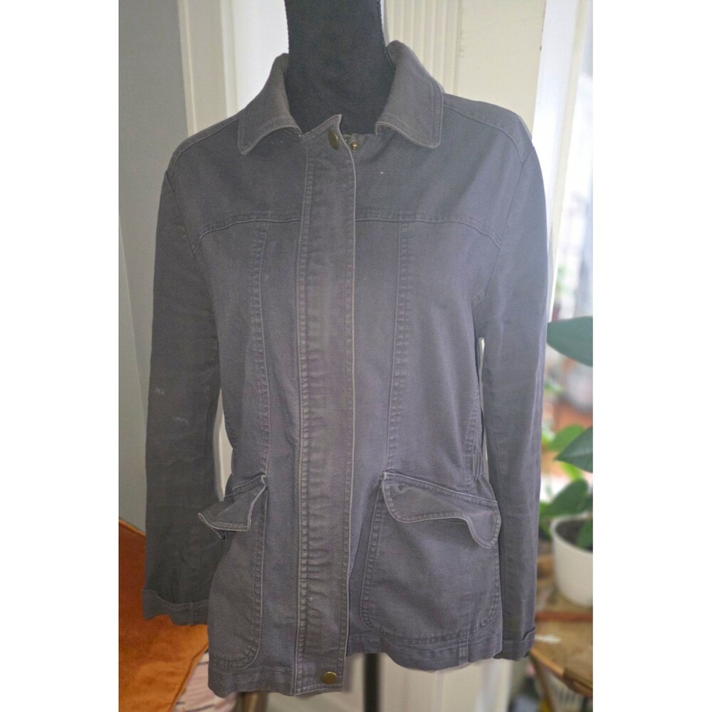 LOFT Women’s Gray Utility Jacket M Collared Full Zip Long Sleeve Pockets